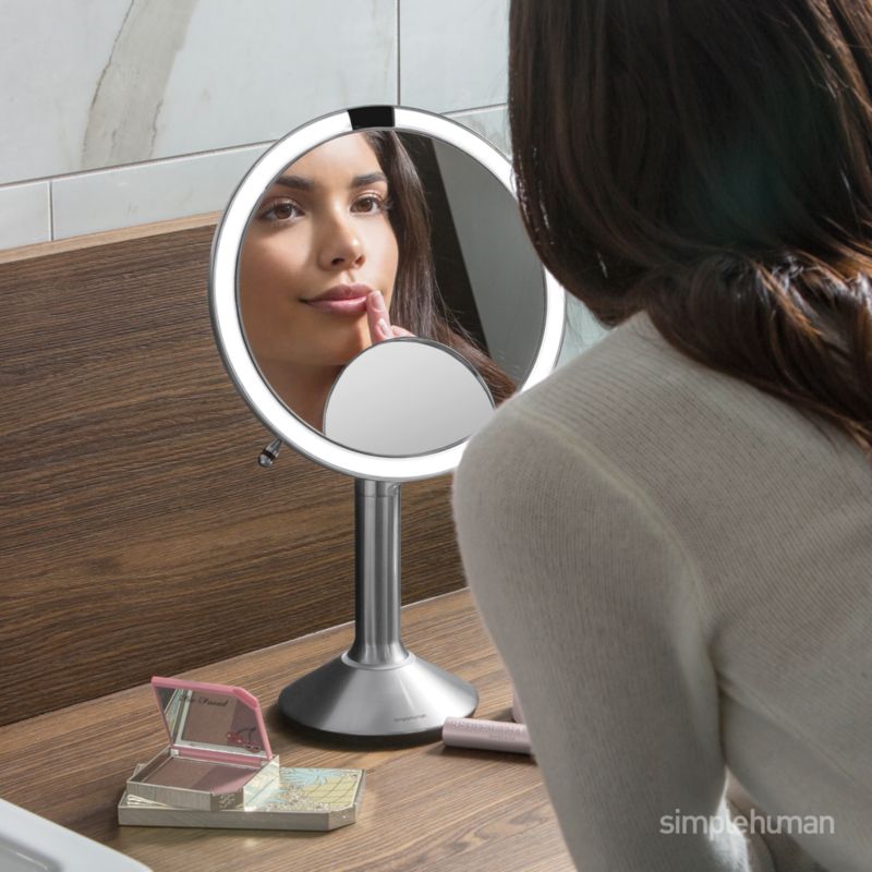 simplehuman Brushed Metal Magnifying Mirror Trio + Reviews | Crate & Barrel