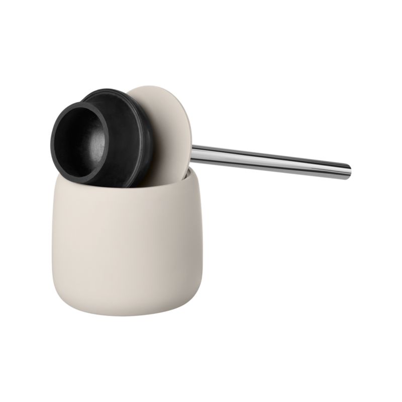 Blomus SONO Moonbeam Cream Decorative Toilet Plunger and Holder Crate