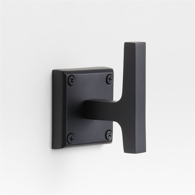 Square Edge Matte Black Bathroom Towel Hook + Reviews Crate & Barrel