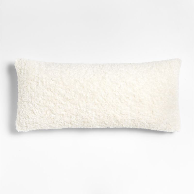 Ivory 36"x16" Sherpa Faux Fur Throw Pillow with Feather Insert