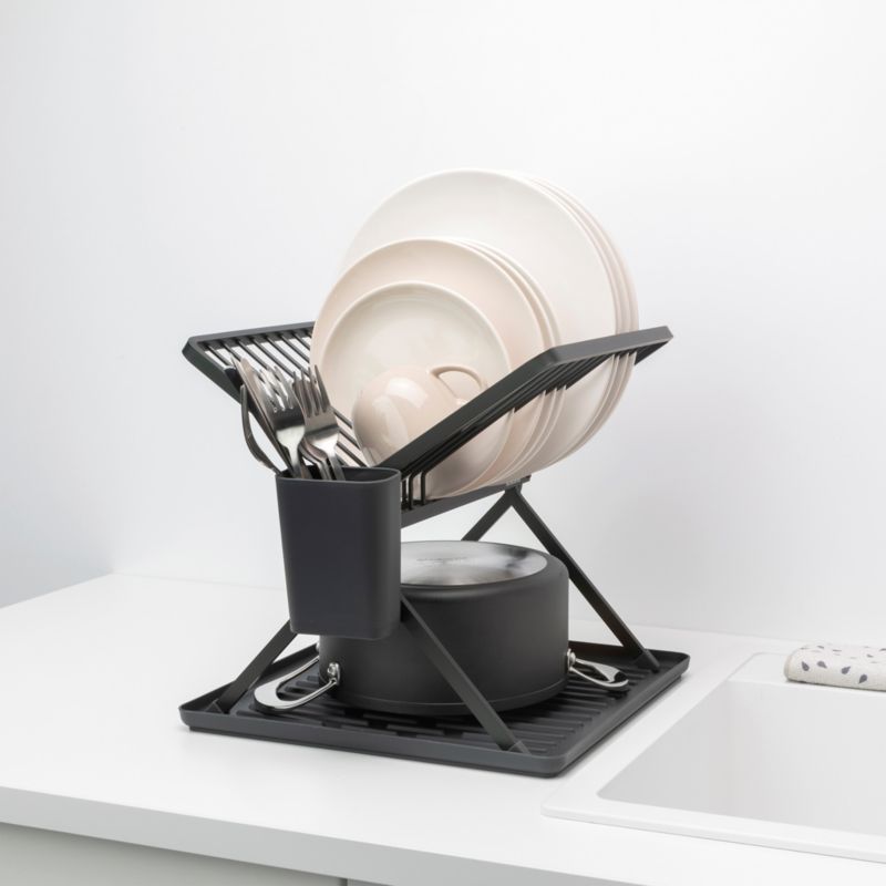 Brabantia Dark Gray Sinkside Foldable Dish Rack + Reviews Crate & Barrel