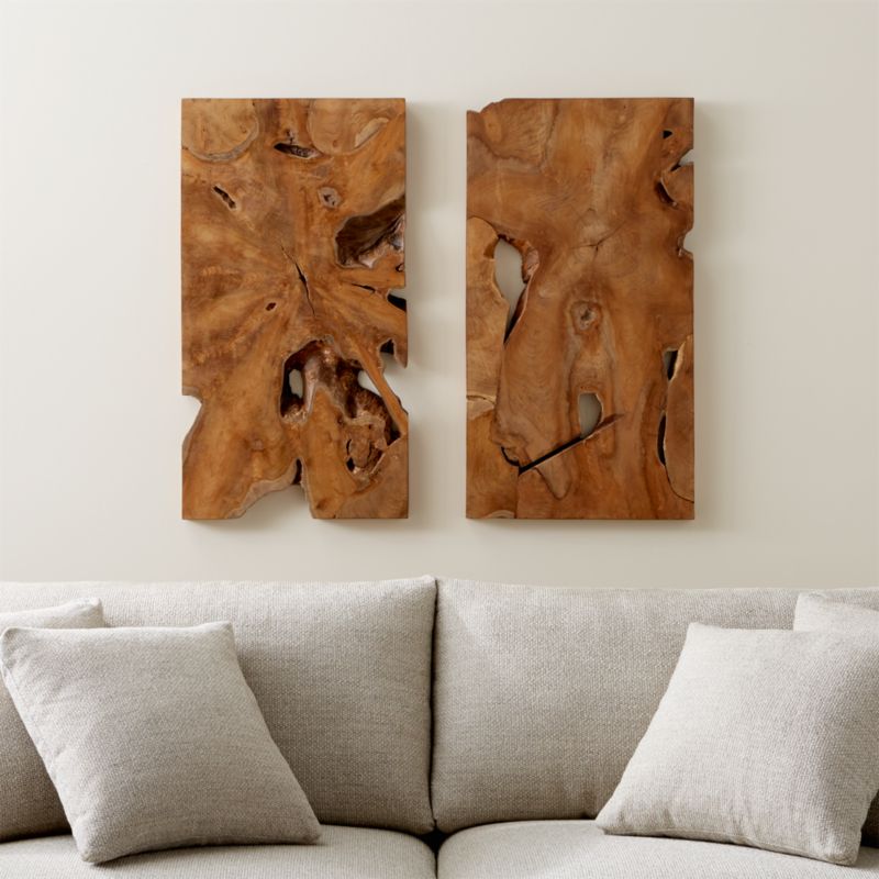 'Slice' Teak Wall Art, Set of Two + Reviews Crate & Barrel
