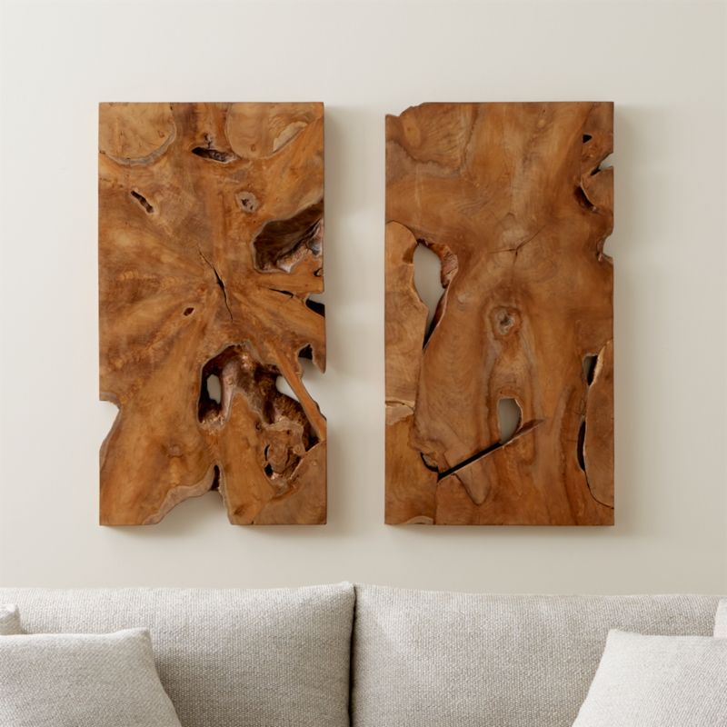 'Slice' Teak Wall Art, Set of Two + Reviews Crate & Barrel Canada