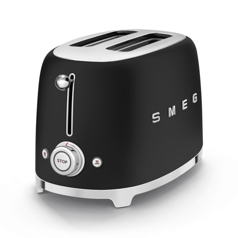 SMEG Matte Black 2Slice Toaster + Reviews Crate & Barrel