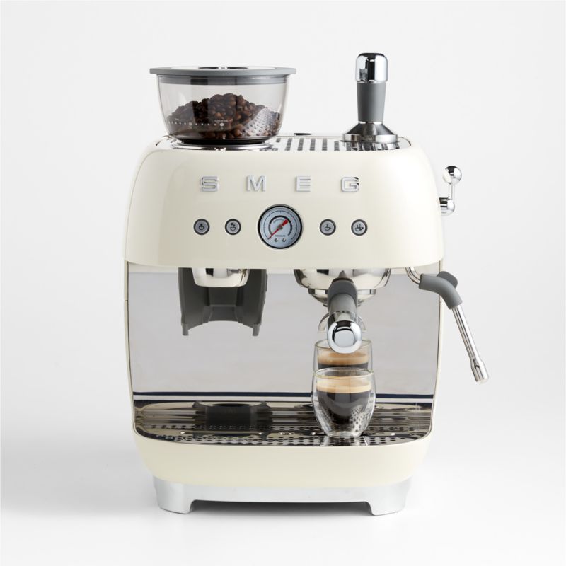 SMEG Cream SemiAutomatic Coffee and Espresso Machine with Milk Frother + Reviews Crate & Barrel