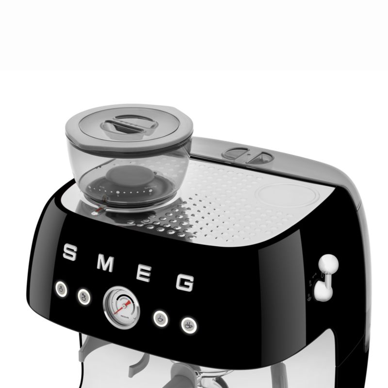 SMEG Black SemiAutomatic Coffee and Espresso Machine with Milk Frother