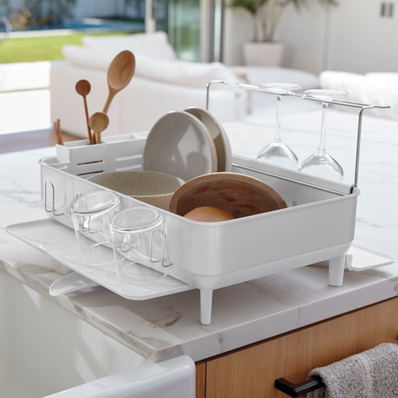 simplehuman Stainless Steel White Dish Drying Rack + Reviews Crate