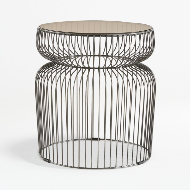 Spoke Tea Glass Graphite Metal End Table Crate and Barrel Canada