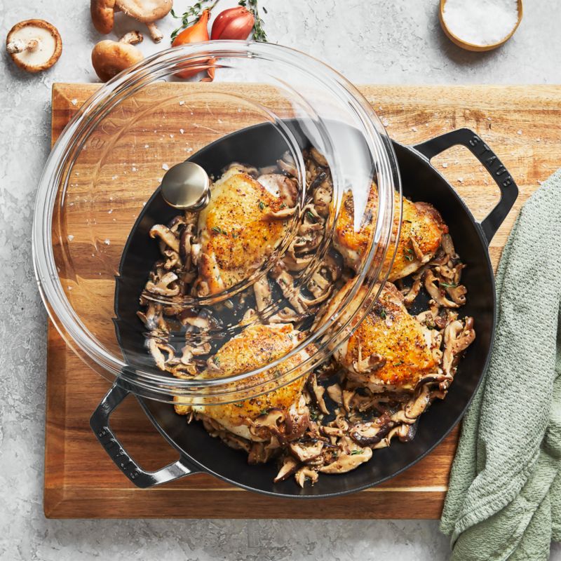 Staub 3.5Qt. Eucalyptus Braiser with Glass Lid + Reviews Crate