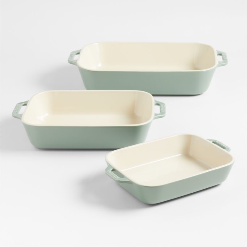 Staub 3Piece Eucalyptus Green Ceramic Baking Dish Set + Reviews