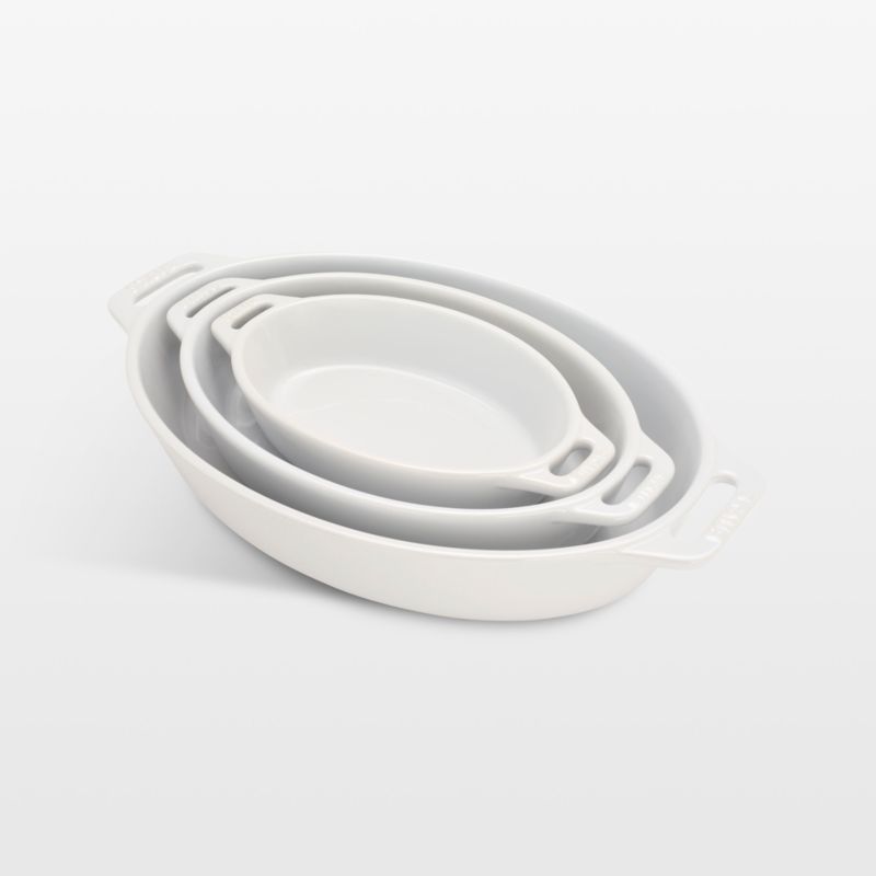 Staub White Oval Bakers, Set of 3 Crate & Barrel Canada