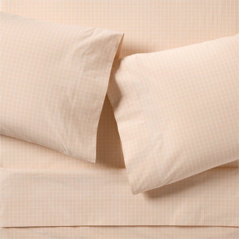 Stax Mini Grid Elegant Pink YarnDyed Organic Cotton Kids Pillowcase