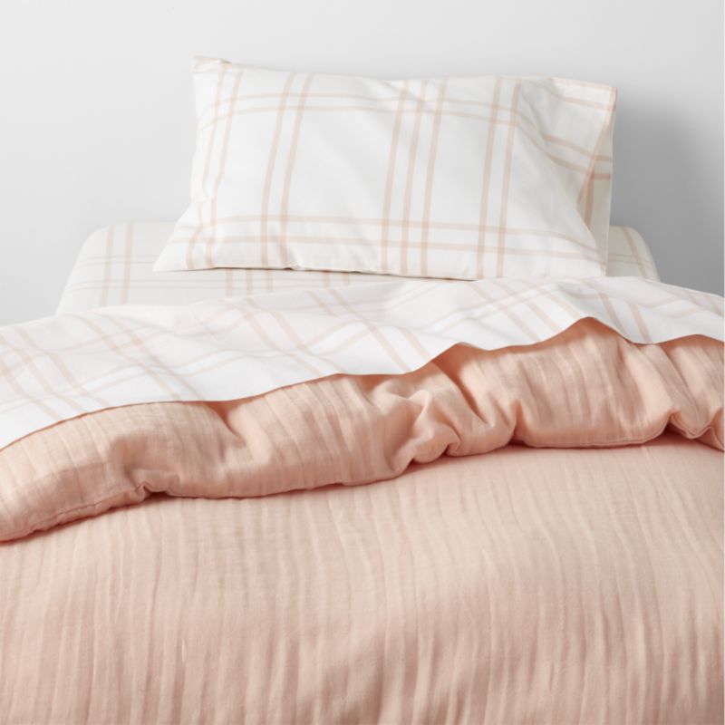 Supersoft Elegant Pink Organic Cotton Gauze Toddler Duvet Bedding Set