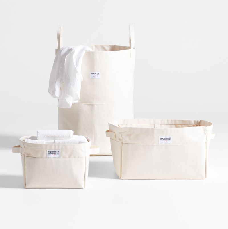 Steele Small Canvas Storage and Laundry Basket + Reviews Crate & Barrel