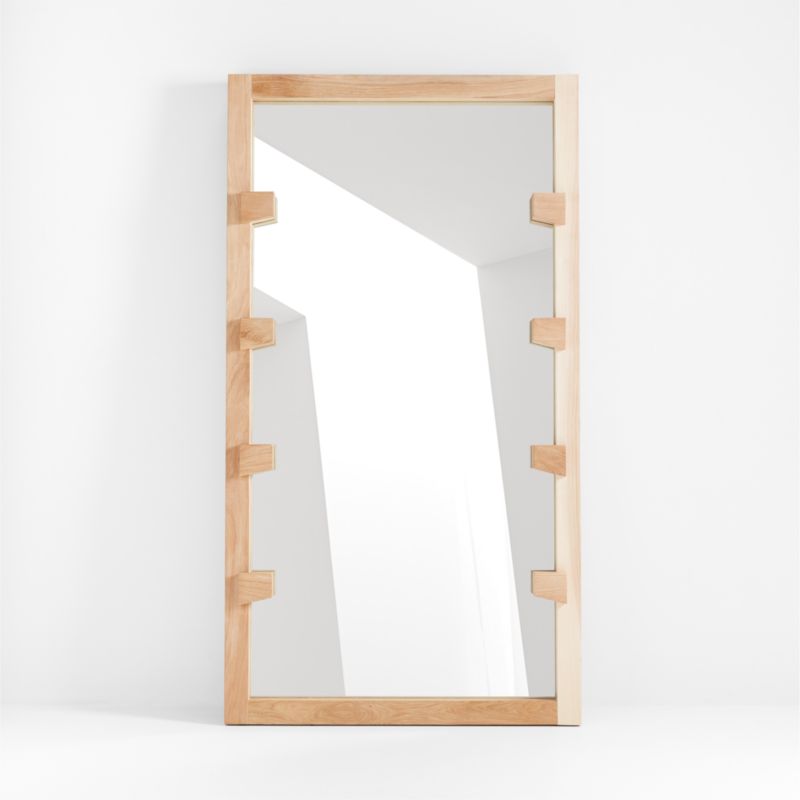 Stilt Whitewashed Oak Wood Floor Mirror + Reviews Crate & Barrel