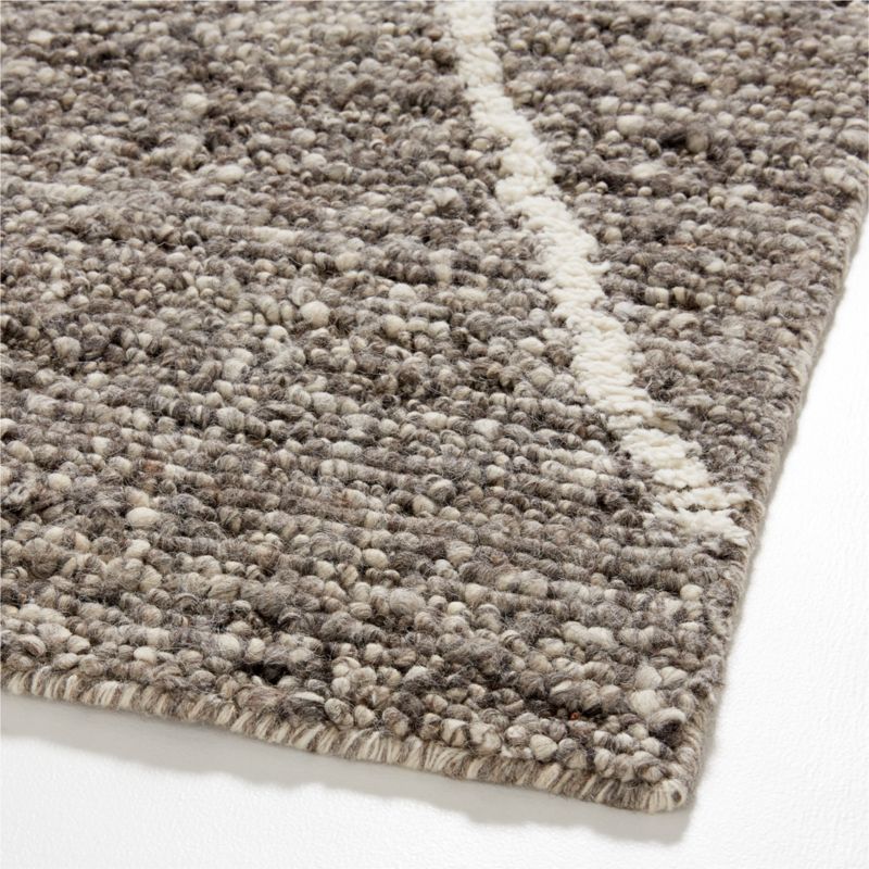 Stowe Wool Handwoven Charcoal Grey MoroccanStyle Rug Swatch 12"x18