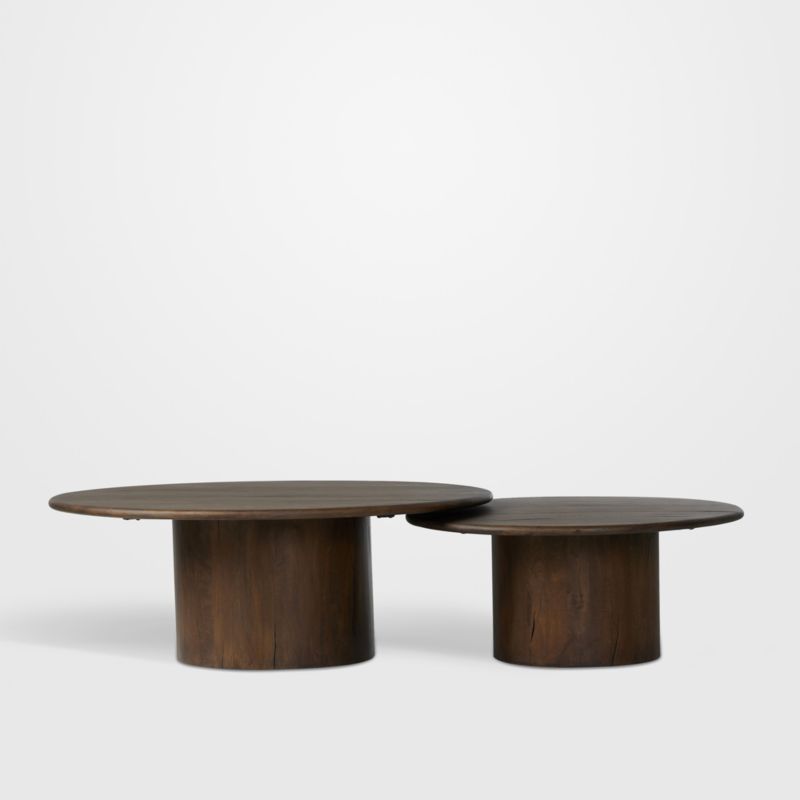 Stuart Aged Belgium Bleach Wood Nesting Round Coffee Tables Crate(04)