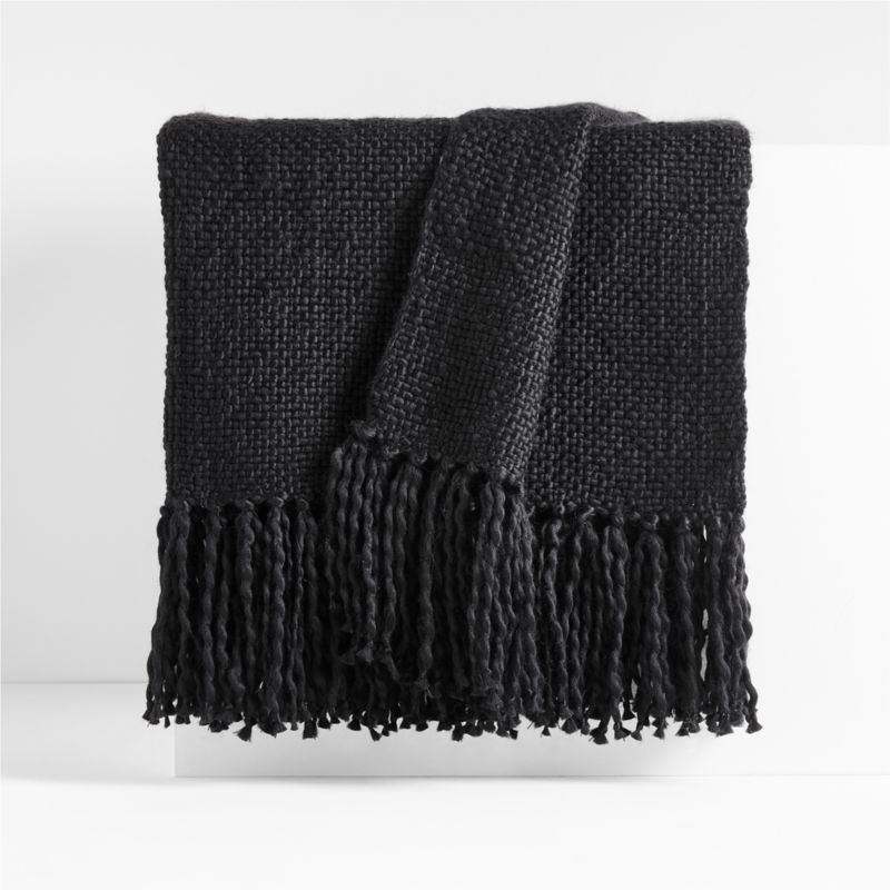 Styles 70"x55" Black Throw Blanket + Reviews Crate & Barrel