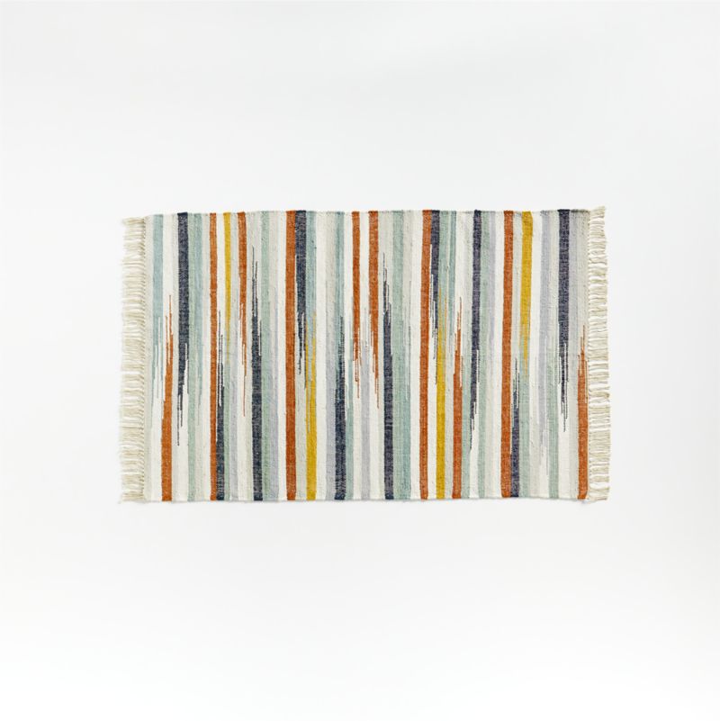 Sumer Flat Weave Cotton Kilim Blue Striped Rug 4x6 by John Robshaw + Reviews Crate & Kids