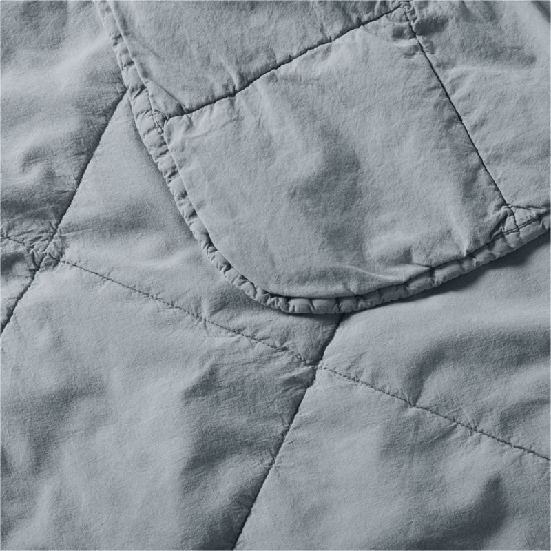 Sunwashed Organic Cotton Smoke Blue Twin/Twin XL Box Quilt + Reviews