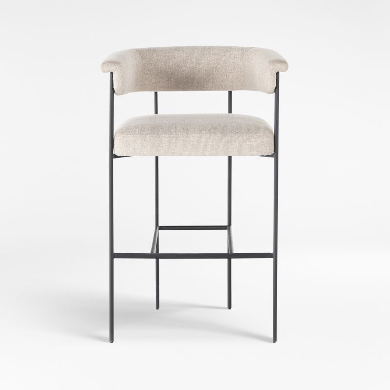 Sutter Beige Bouclé Bar Stool + Reviews Crate & Barrel Canada