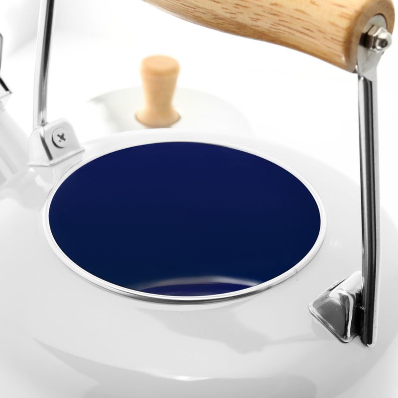 Chantal Sven White Tea Kettle with Wood Handle and Knob Crate
