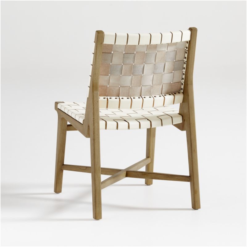 Taj White Leather Side Chair + Reviews Crate & Barrel