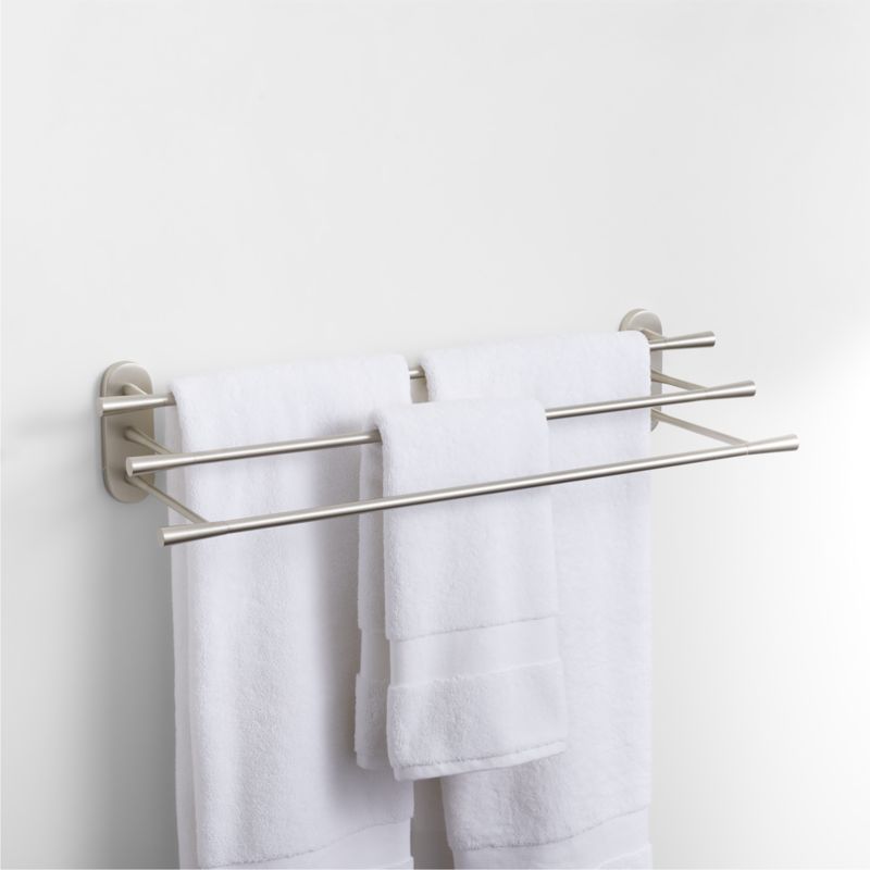 Tapered Brushed Nickel WallMounted Bathroom Towel Rack Crate & Barrel