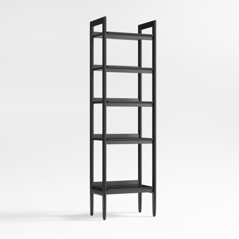Tate Black Wood 5Shelf Narrow Bookcase + Reviews Crate & Barrel