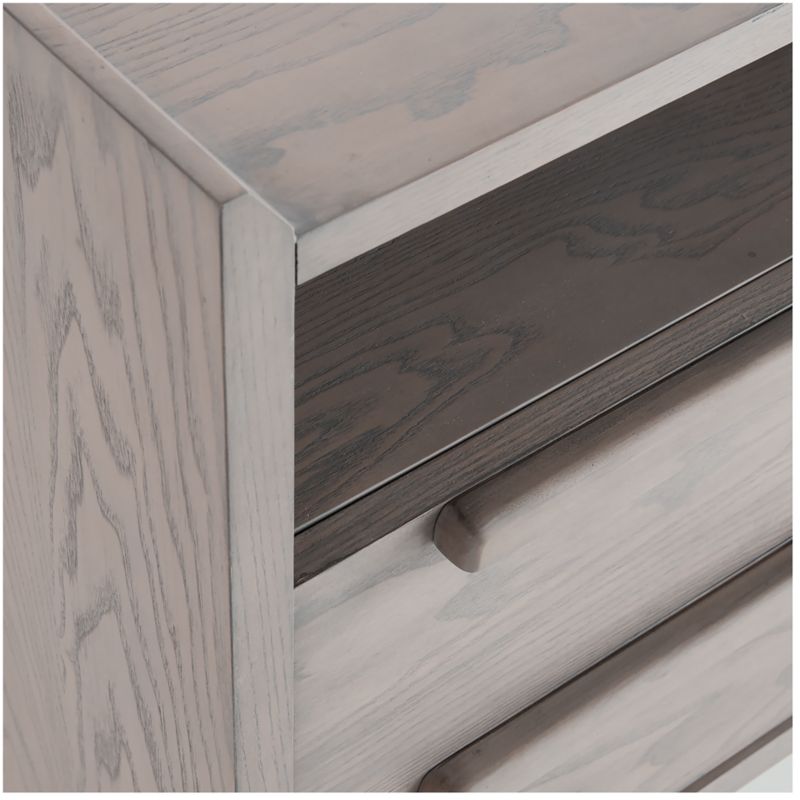 Tate Stone Grey Wood 2Drawer MidCentury Charging Nightstand + Reviews