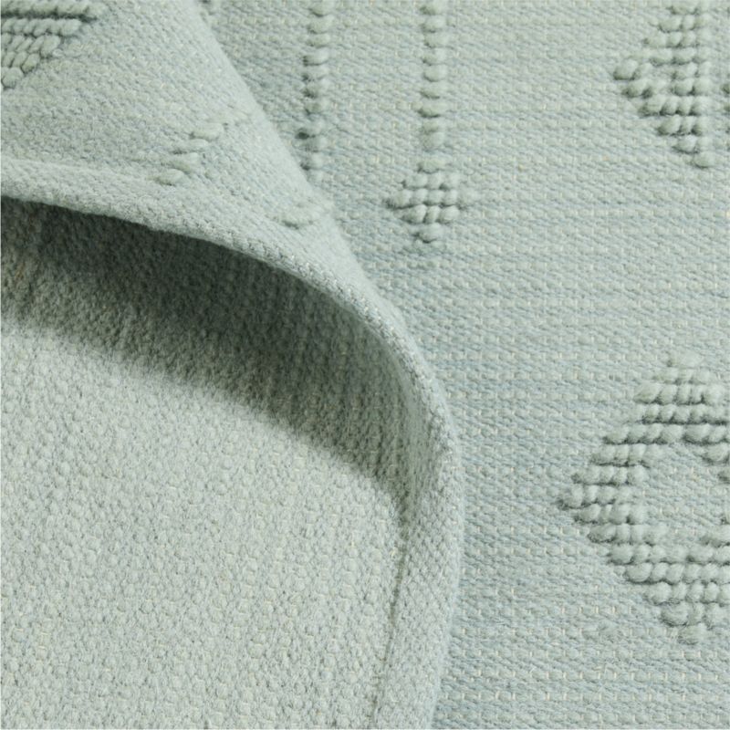 Textural Flatweave Verte Green Wool and Cotton Kids Area Rug 5x8