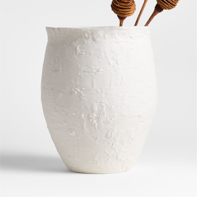 White Textured Ceramic Vase 11" + Reviews Crate & Barrel Canada
