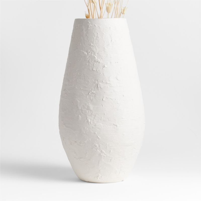 White Textured Ceramic Vase 17" + Reviews Crate & Barrel