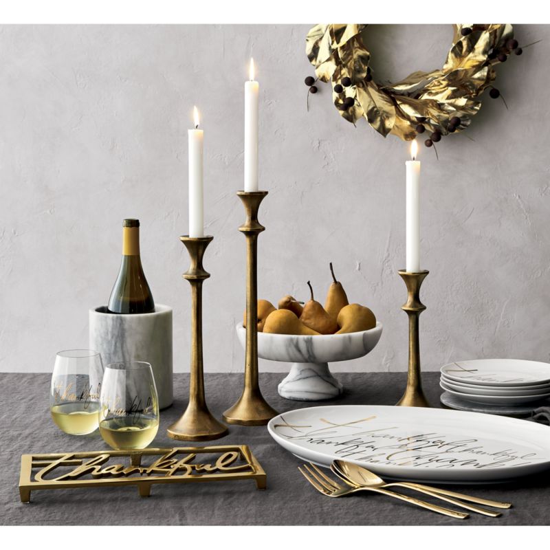 Emmett Antique Brass Taper Candle Holder 14.5" + Reviews Crate & Barrel