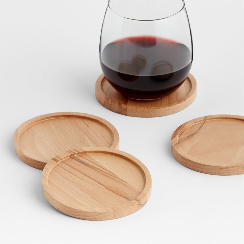 Tondo Natural Wood Coasters, Set of 4 + Reviews Crate & Barrel Canada