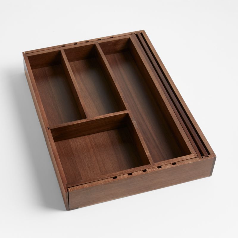 Walnut Expandable Gadget Tray Crate & Barrel