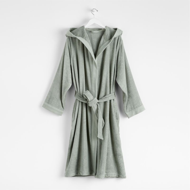Iceberg Green S/M Turkish Cotton Bathrobe Crate & Barrel