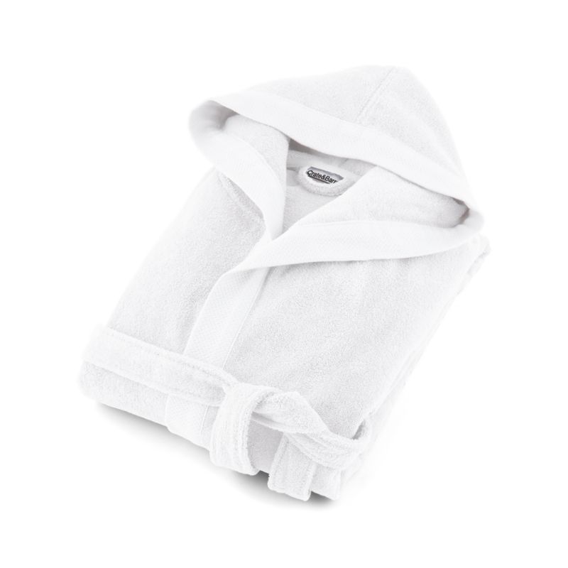 Organic Turkish White Cotton Hooded Bathrobe S/M. + Reviews Crate