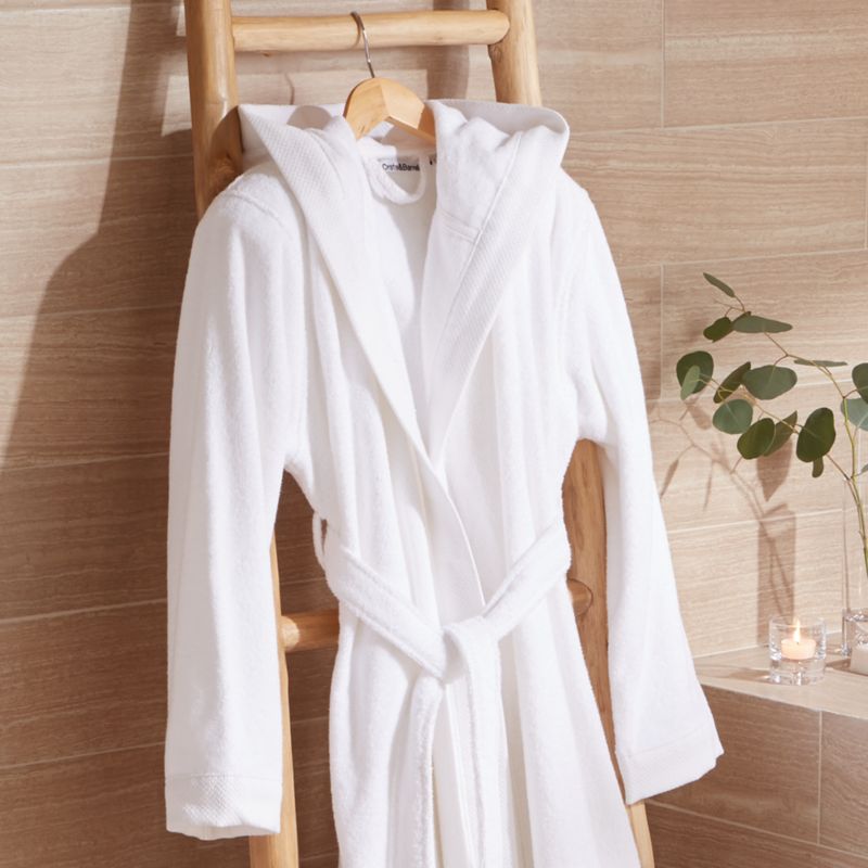 Organic White Turkish Cotton Bathrobe L/XL + Reviews Crate & Barrel
