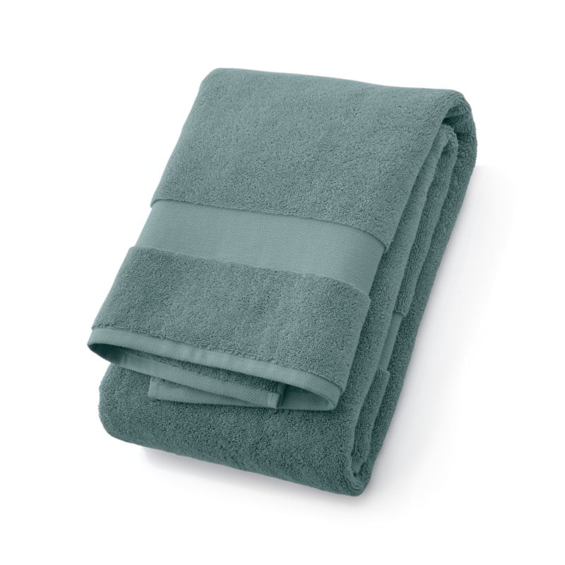 Organic Turkish Cotton Ocean Blue Bath Towel + Reviews Crate & Barrel