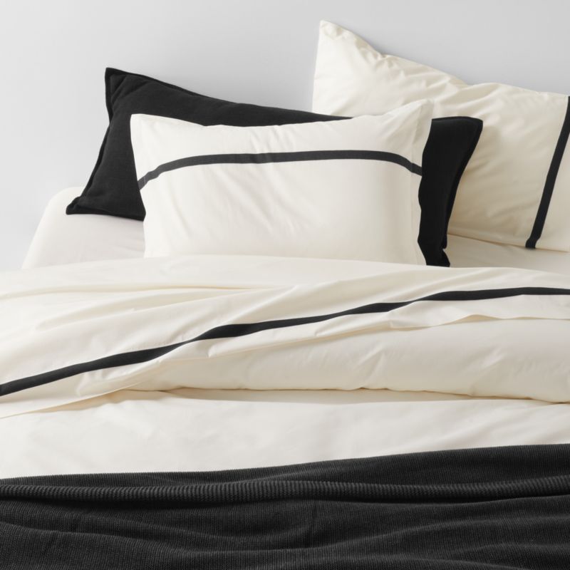 Favorite Organic Cotton Percale Tuxedo Stripe Ink Black Full Bed Sheet