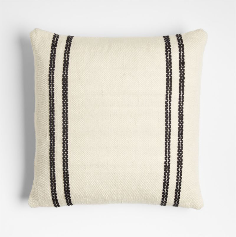 Textured Stripe 20"x20" Ivory Outdoor Throw Pillow Crate & Barrel