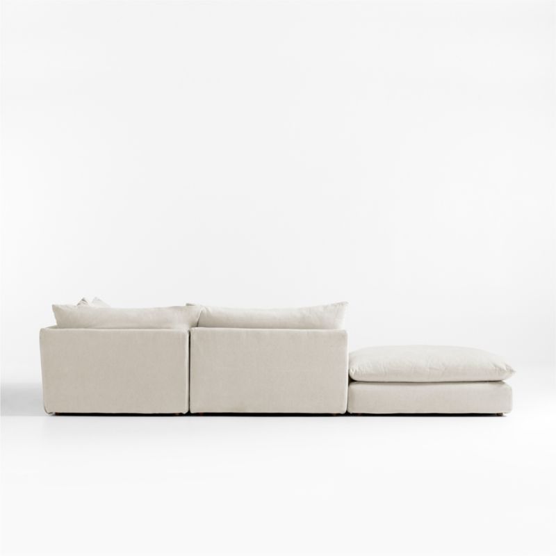 Unwind Modular 4Piece LShaped Slipcovered Sectional Sofa with Ottoman