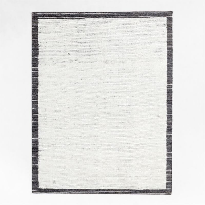 Valence Wool Border Ivory and Grey Area Rug 10'x14' + Reviews Crate