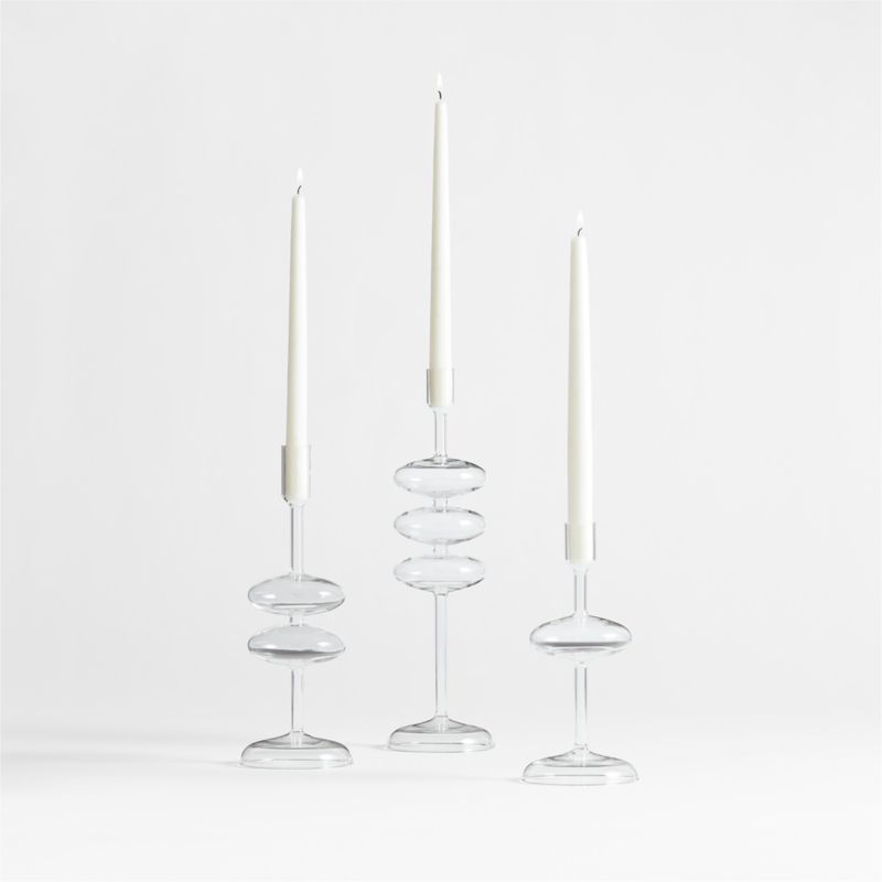 Venezia Clear Glass Taper Candle Holders, Set of 3 + Reviews Crate