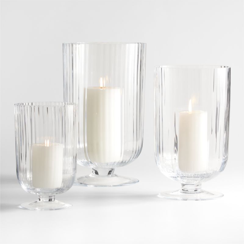 Venus Fluted Glass Hurricane Candle Holders Crate & Barrel