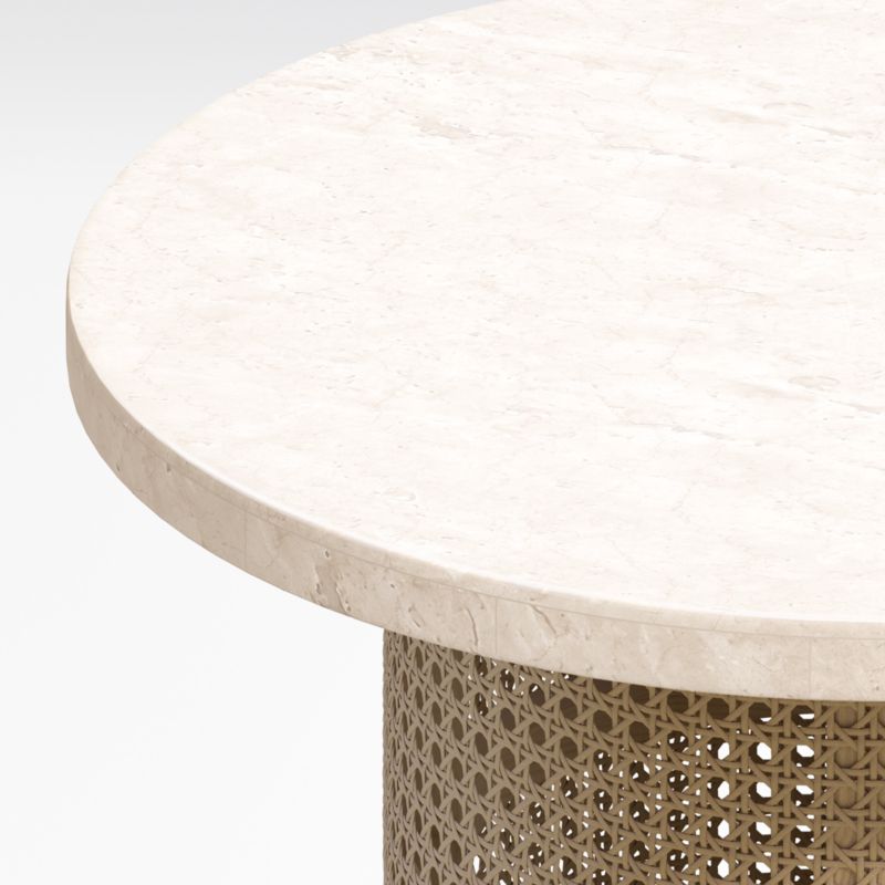 Travertine Cane Round End Table + Reviews Crate & Barrel Canada