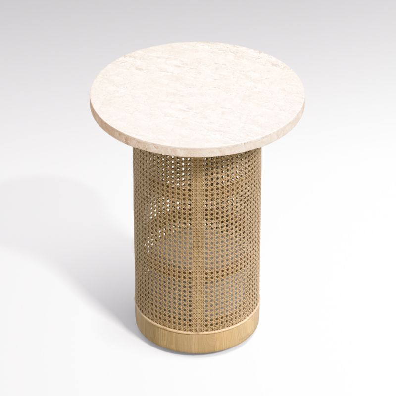 Travertine Cane Round End Table + Reviews Crate & Barrel Canada