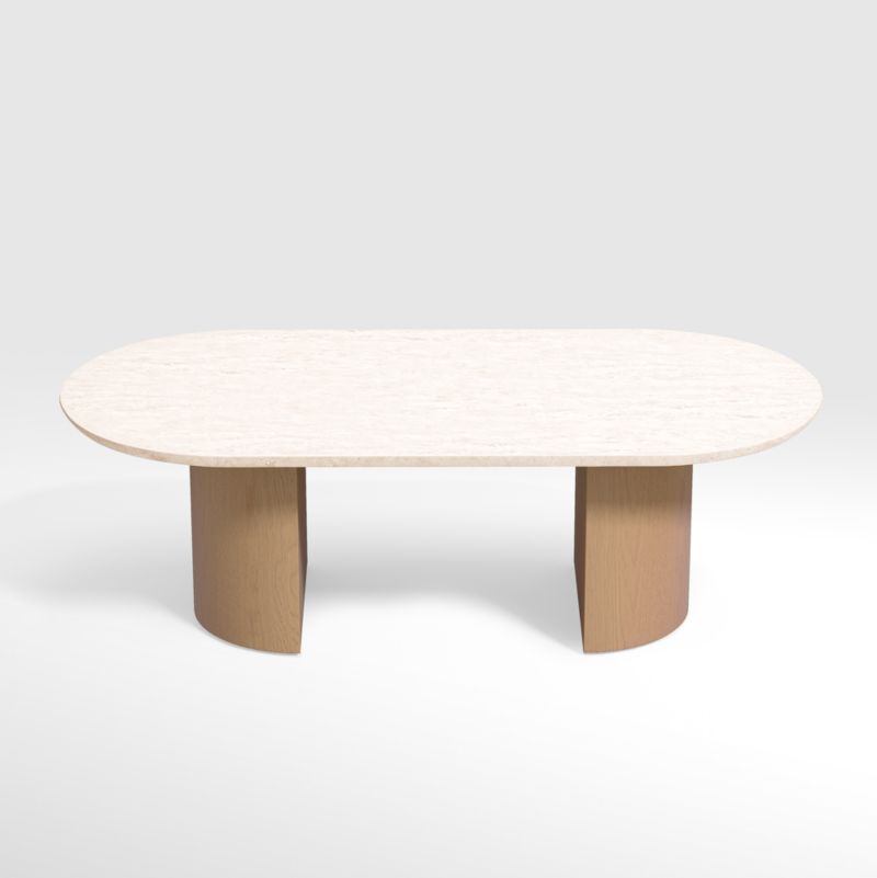 Travertine and Wood 54" Oval Coffee Table + Reviews Crate