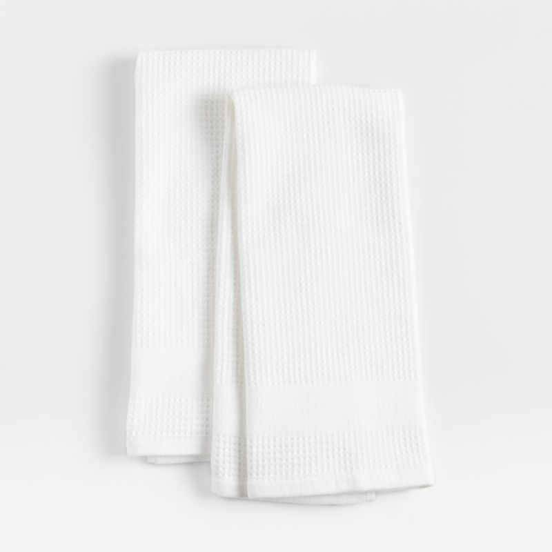 WaffleTerry White Organic Cotton Dish Towels, Set of 2 + Reviews